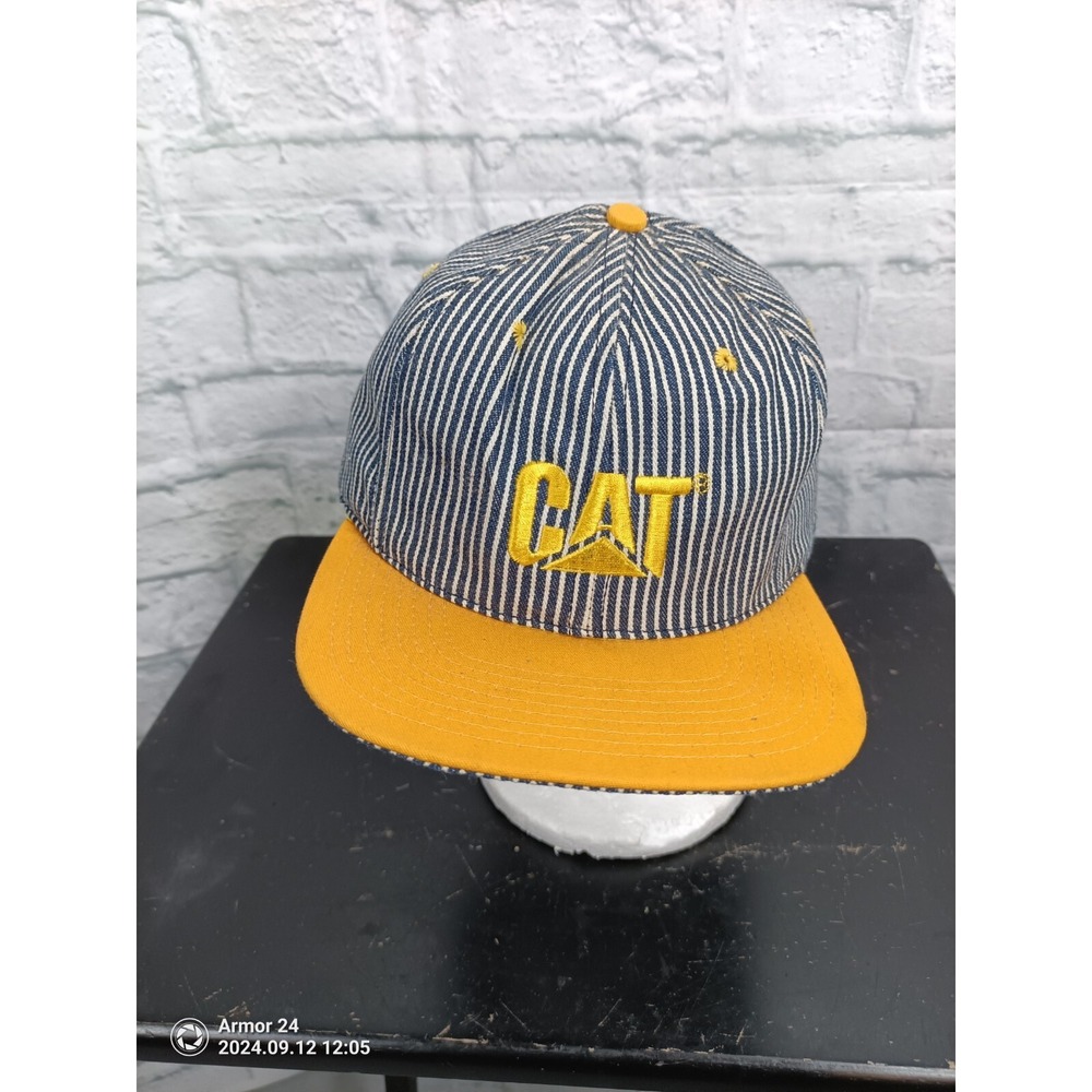 Vintage Rare CAT  Engineer Conductor Hat Snap Back Made in USA. #4